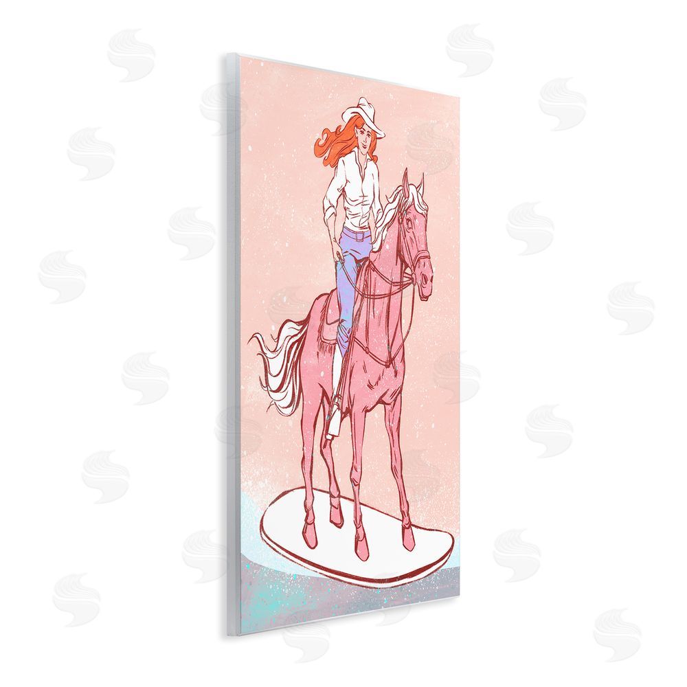 Ziwei Li Vintage Cowgirl on Board Wall Plaque Art Print