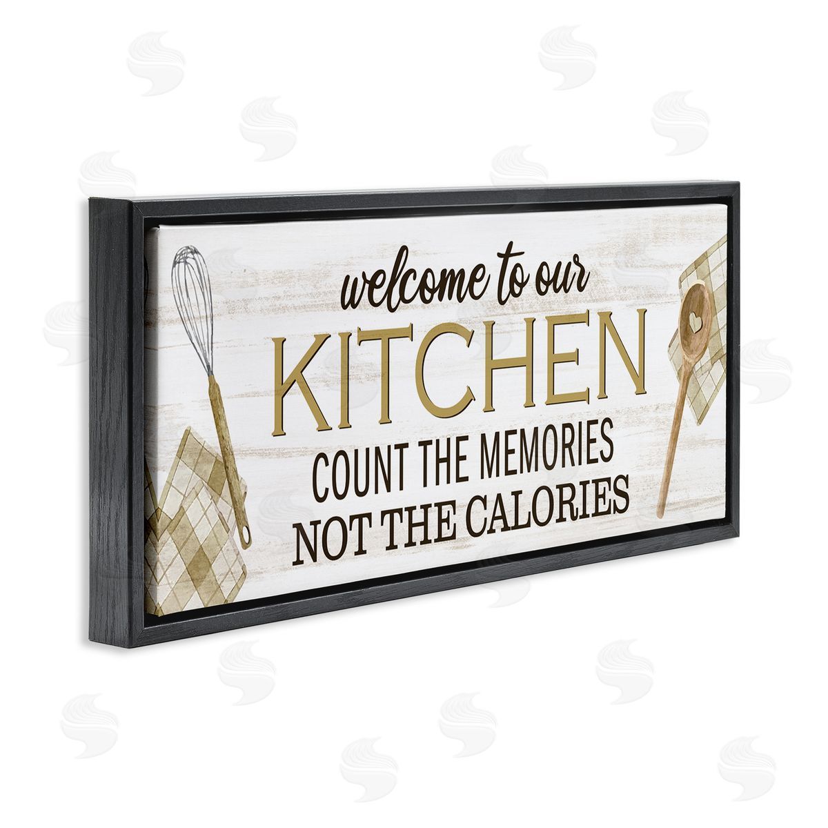 Count Memories Not Calories Black Floating Frame Canvas Wall Art, Home Decor by Kim Allen
