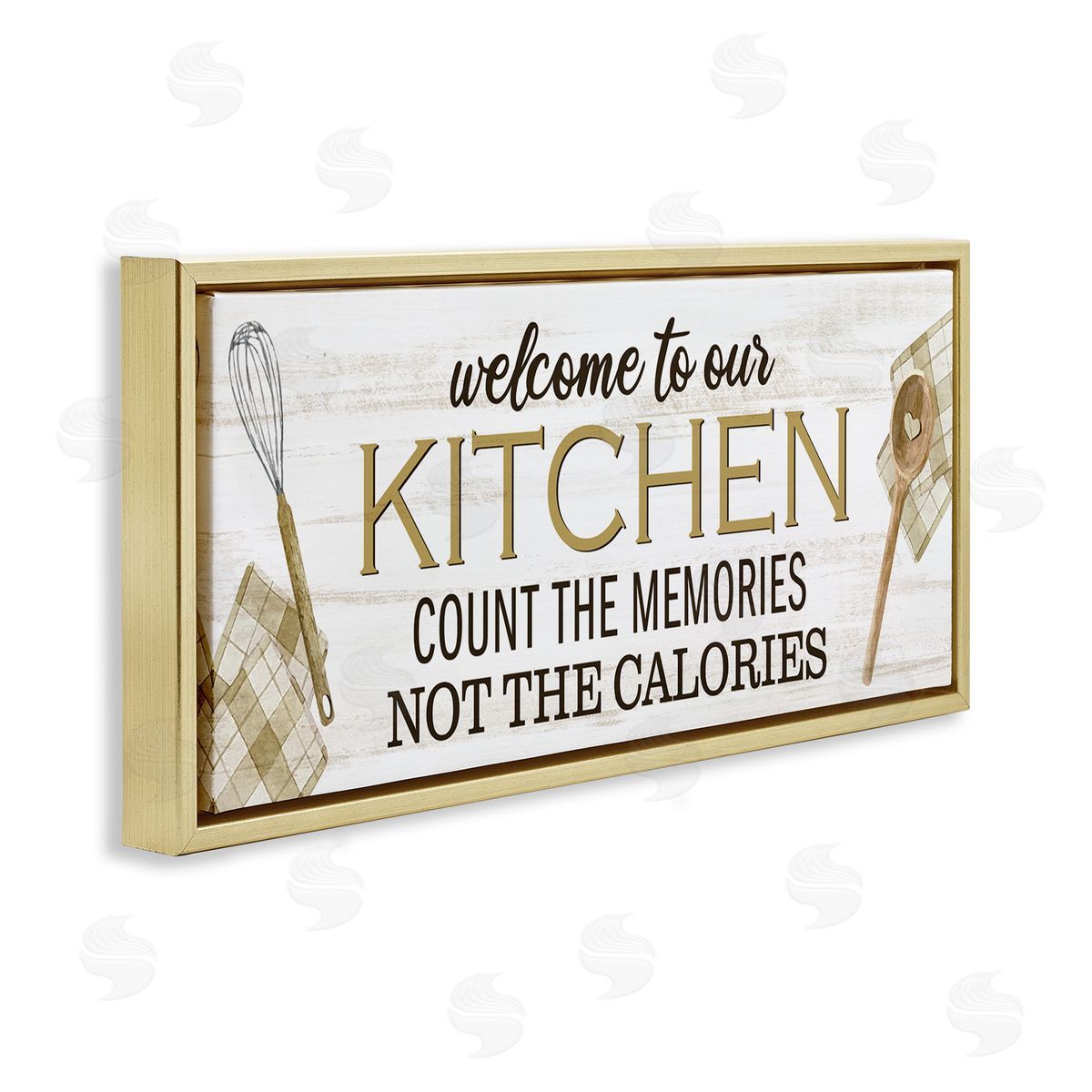 Count Memories Not Calories Gold Floating Frame Canvas Wall Art, Home Decor by Kim Allen