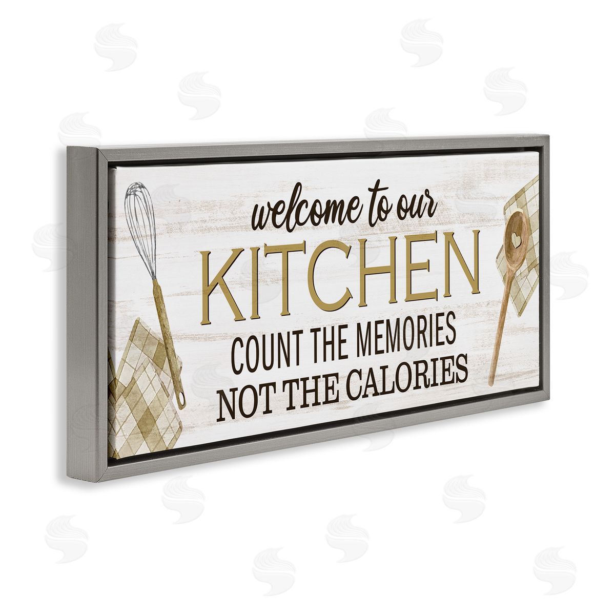Count Memories Not Calories Grey Floating Frame Canvas Wall Art, Home Decor by Kim Allen