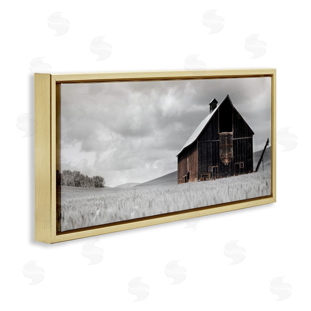 Rustic Barn Scene Gold Floating Frame Canvas Wall Art, Home Decor by Danita Delimont