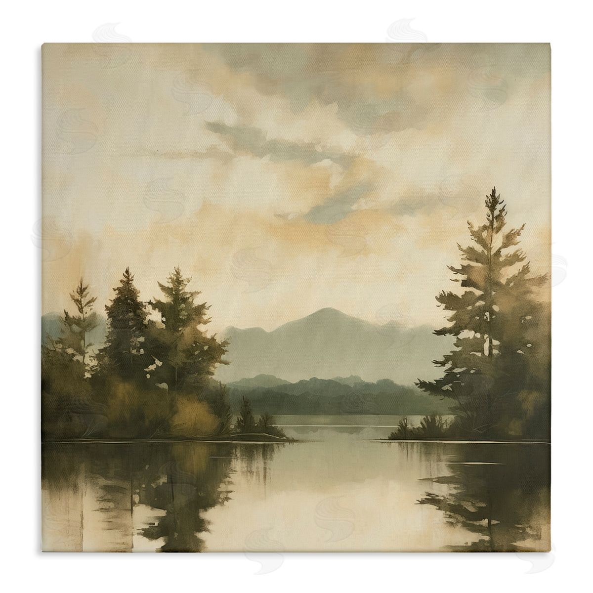 Soft Beige Mountain Scenery Canvas Wall Art, Home Decor by Irena Orlov