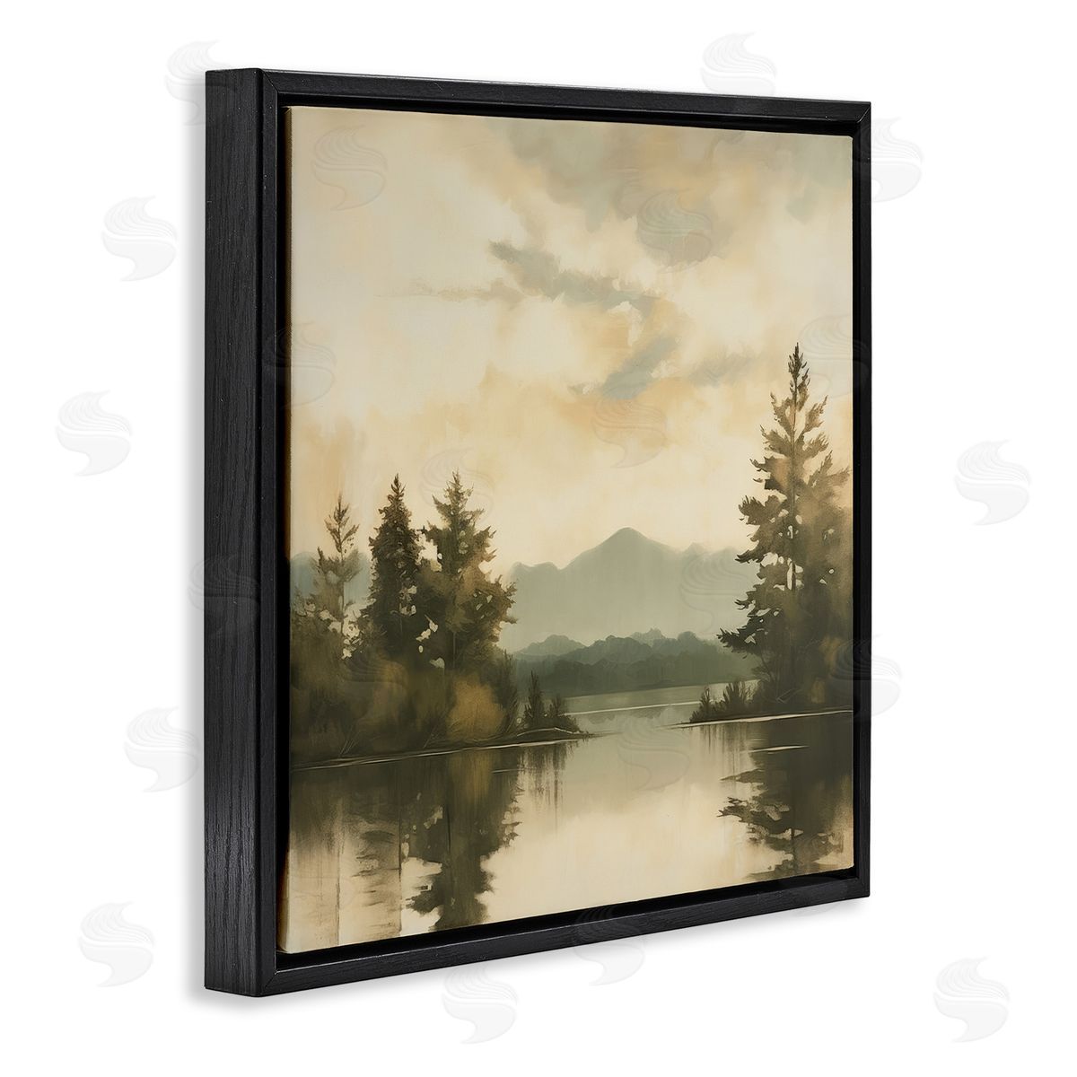 Soft Beige Mountain Scenery Black Floating Frame Canvas Wall Art, Home Decor by Irena Orlov