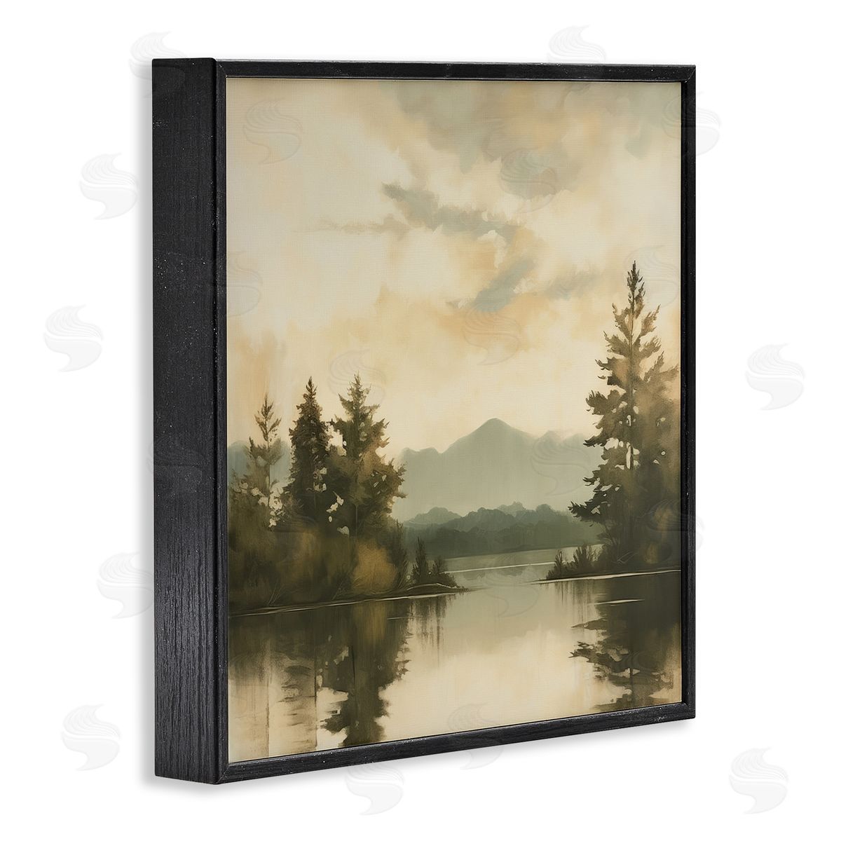 Soft Beige Mountain Scenery Black Frame Print Wall Art, Home Decor by Irena Orlov
