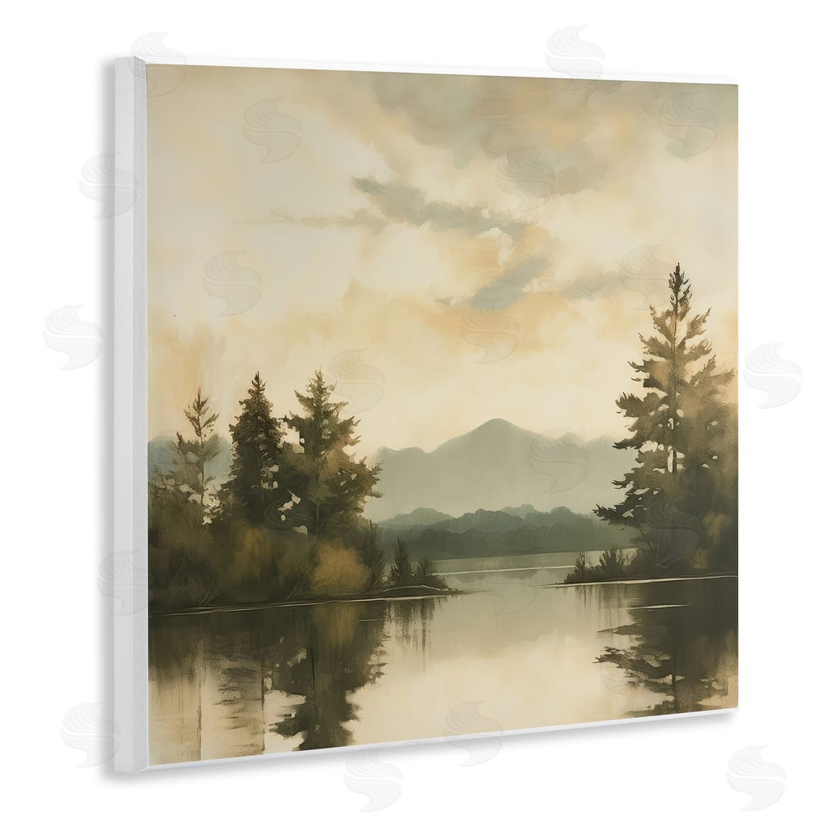 Soft Beige Mountain Scenery Wood Plaque Wall Art, Home Decor by Irena Orlov