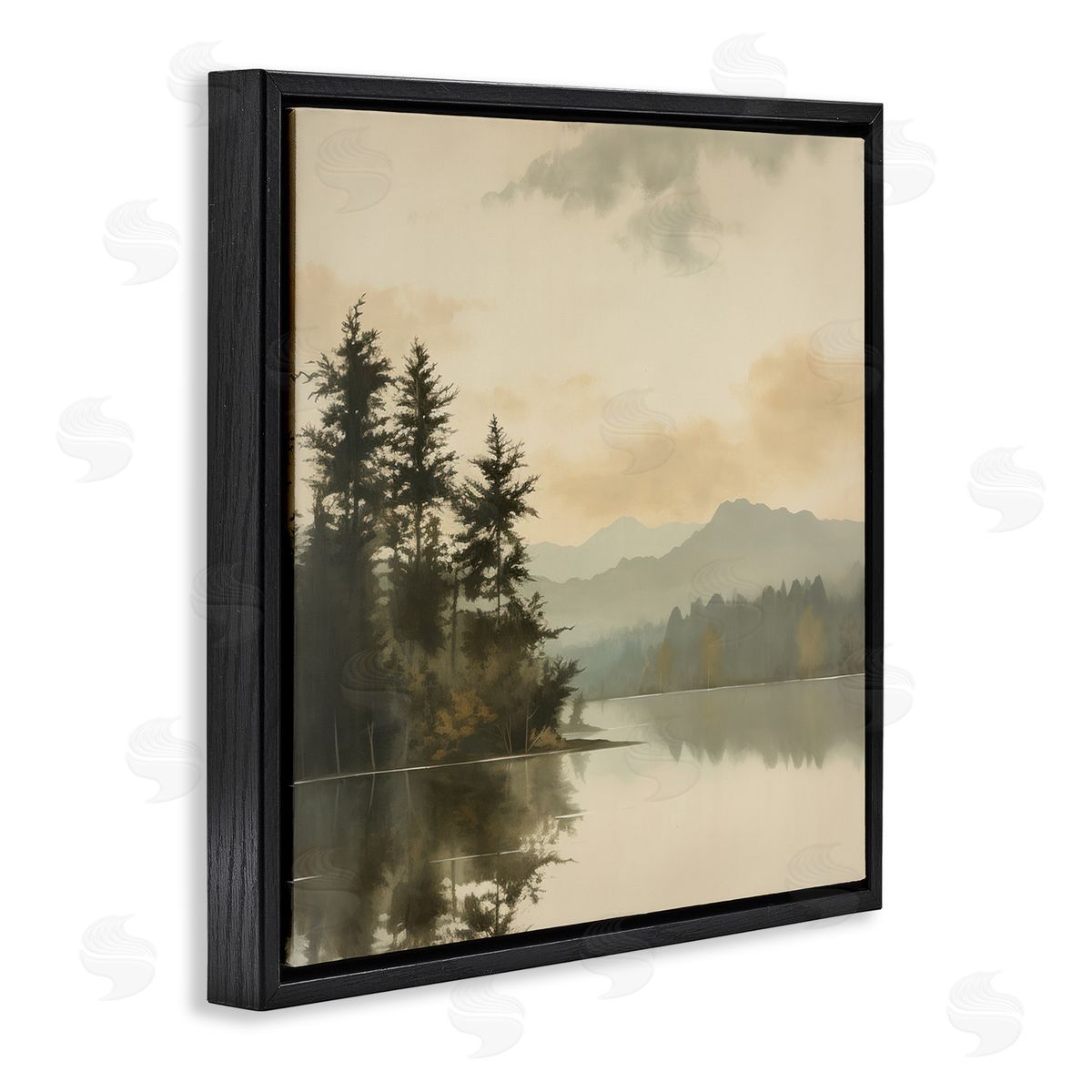 Beige Mountain Landscape Black Floating Frame Canvas Wall Art, Home Decor by Irena Orlov