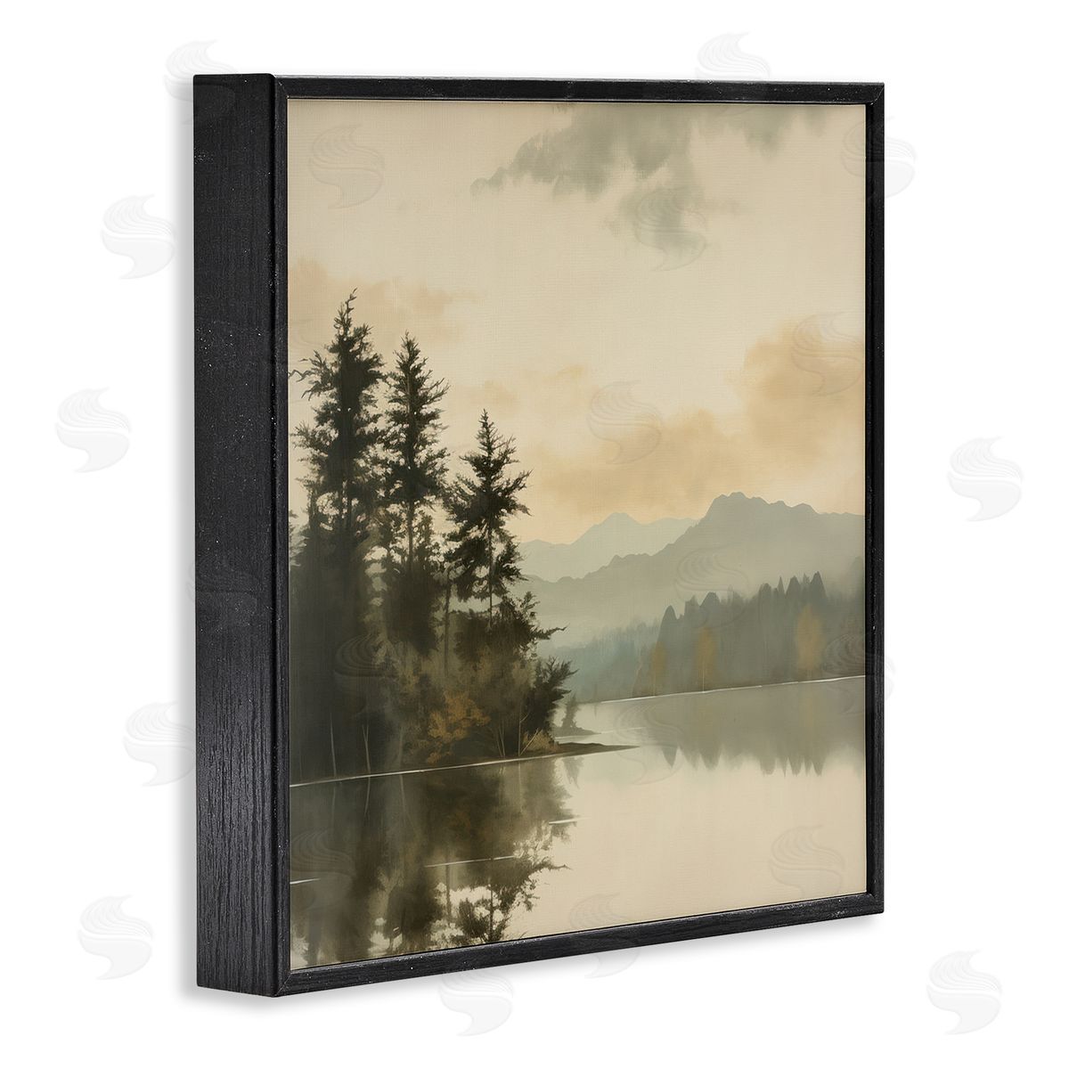 Beige Mountain Landscape Black Frame Print Wall Art, Home Decor by Irena Orlov