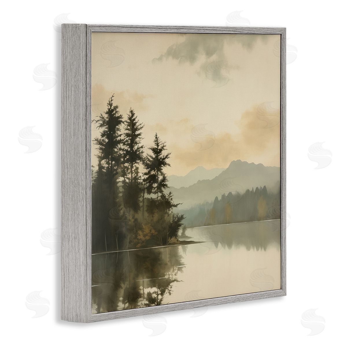Beige Mountain Landscape Grey Frame Print Wall Art, Home Decor by Irena Orlov