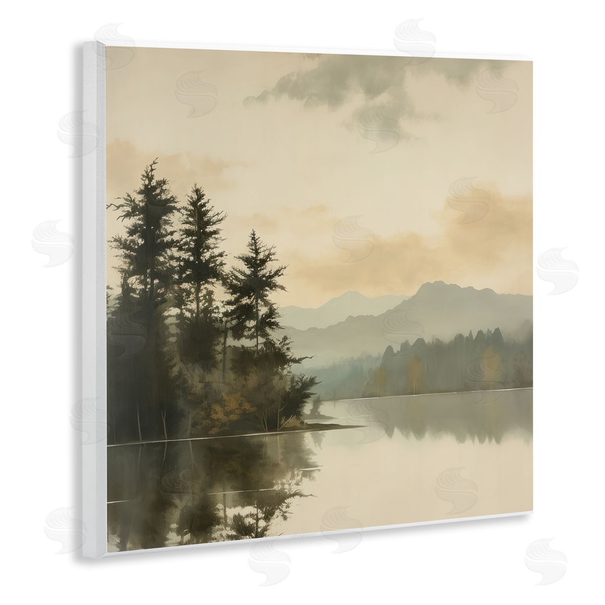 Beige Mountain Landscape Wood Plaque Wall Art, Home Decor by Irena Orlov