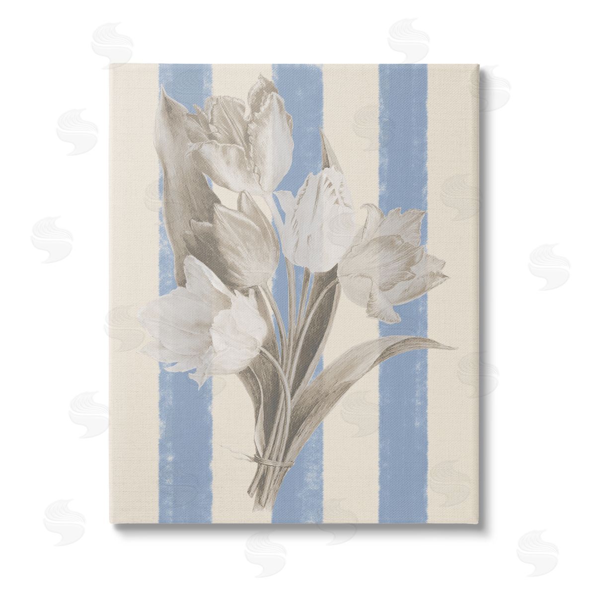 Stupell Studio Tulip Bundle on Stripes Stretched Canvas Wall Art Print