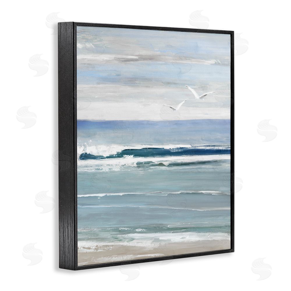 Sally Swatland Seagulls Over Shore Black Framed Giclee Wall Art Print