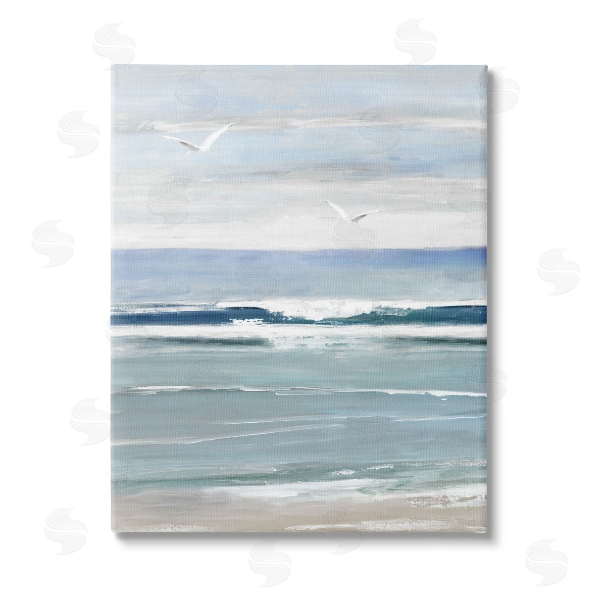 Sally Swatland Rolling Waves & Seagulls Stretched Canvas Wall Art Print