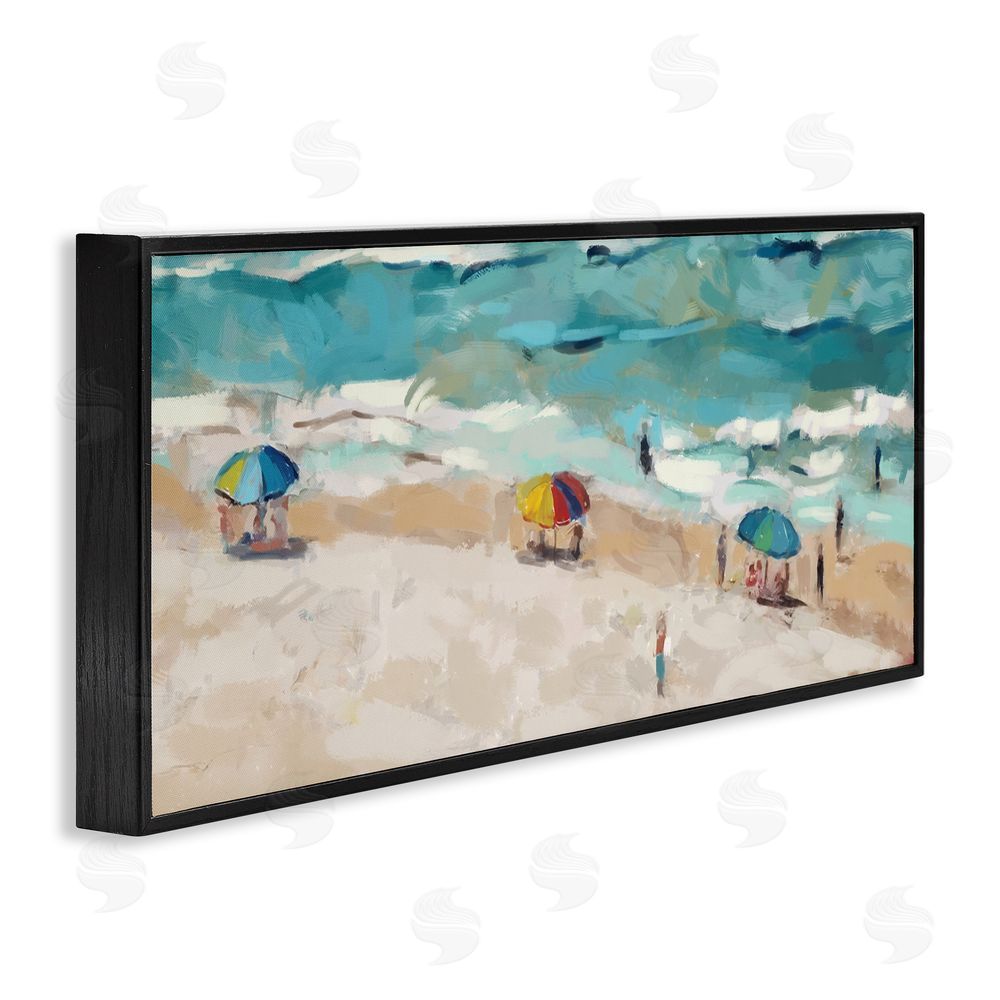 Ziwei Li Summer Beachgoers on Shore Black Framed Giclee Wall Art Print