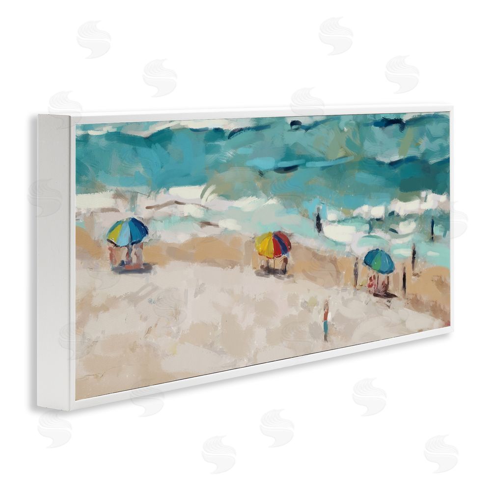 Ziwei Li Summer Beachgoers on Shore White Framed Giclee Wall Art Print