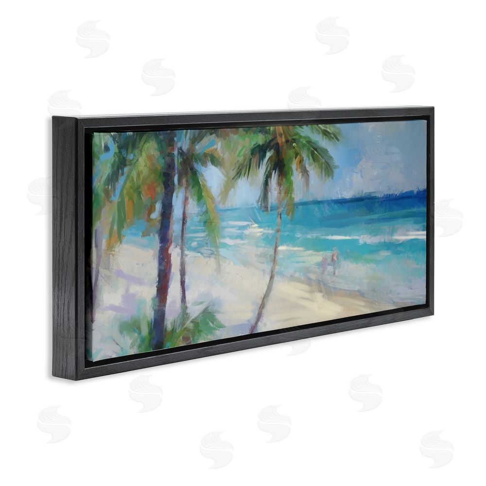 Ziwei Li Tropical Sea Waves Scene Black Floating Frame Canvas Wall Art Print
