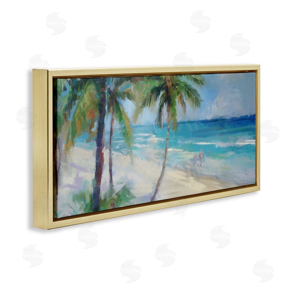Ziwei Li Tropical Sea Waves Scene Gold Floating Frame Canvas Wall Art Print