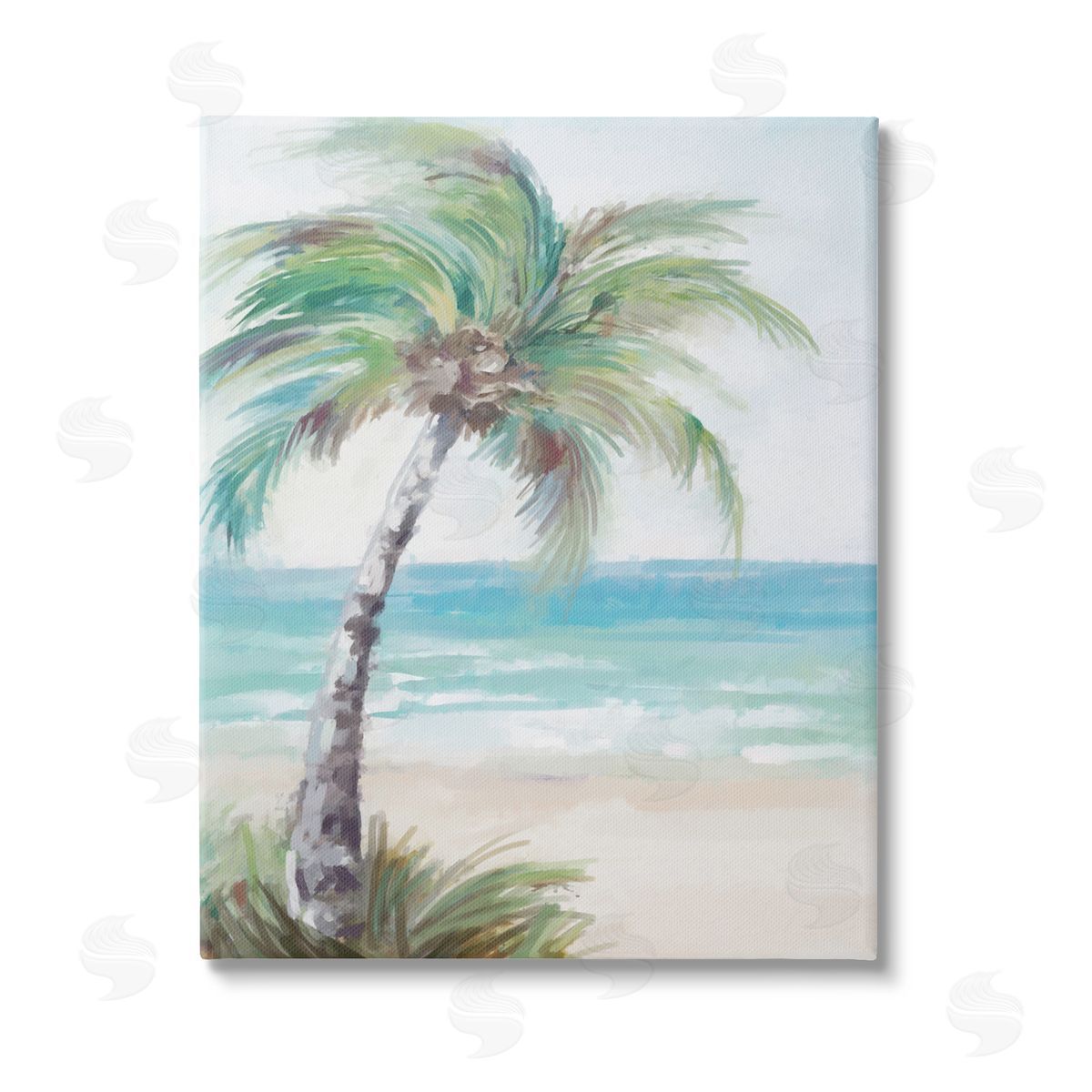 Ziwei Li Soft Palm Tree on Beach Stretched Canvas Wall Art Print