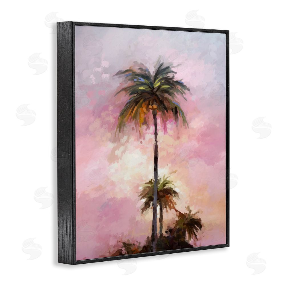 Ziwei Li Summer Sunset Palms Black Framed Giclee Wall Art Print