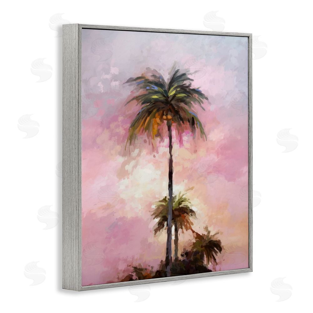 Ziwei Li Summer Sunset Palms Gray Framed Giclee Wall Art Print