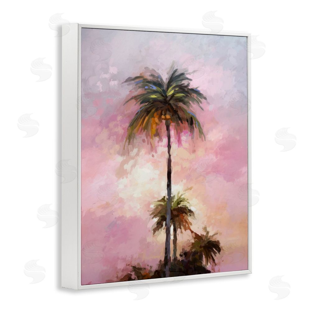 Ziwei Li Summer Sunset Palms White Framed Giclee Wall Art Print