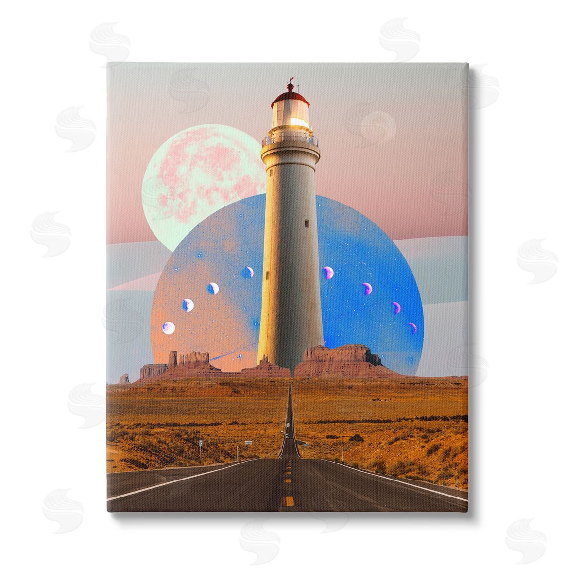 Ziwei Li Surreal Lighthouse in Desert Stretched Canvas Wall Art Print