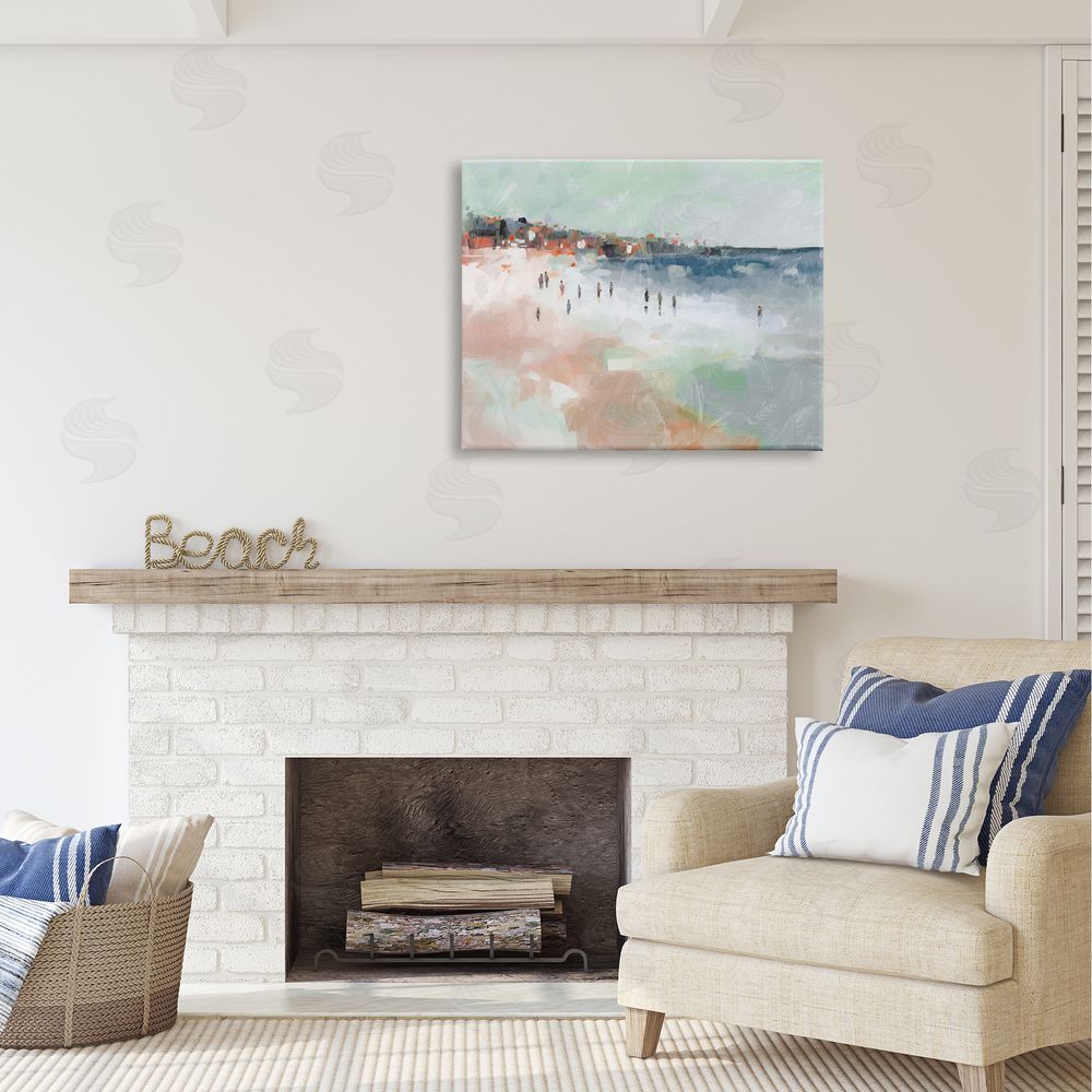 Ziwei Li Abstract People on Shore Canvas Wall Art Print in Room