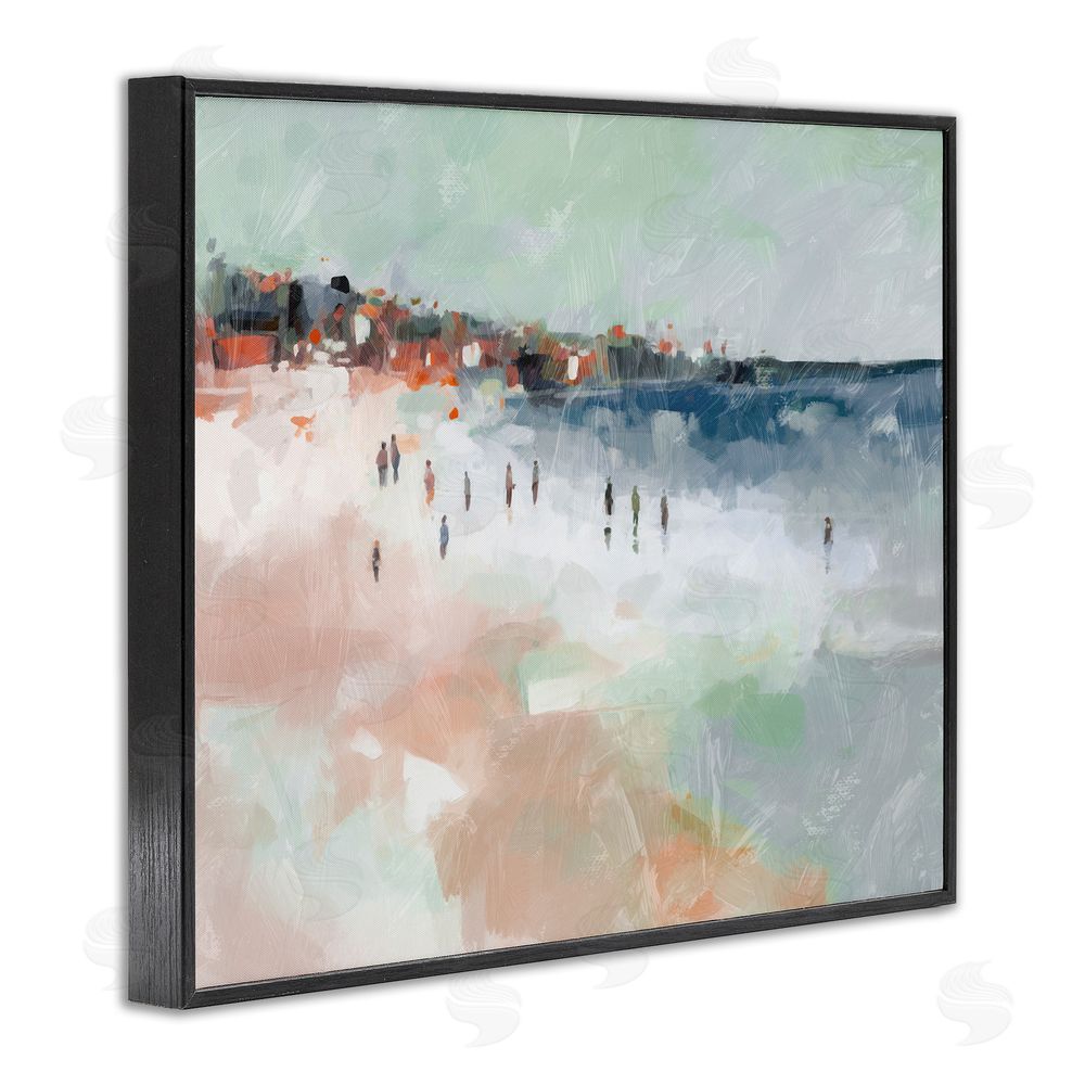 Ziwei Li Abstract People on Shore Black Framed Giclee Wall Art Print