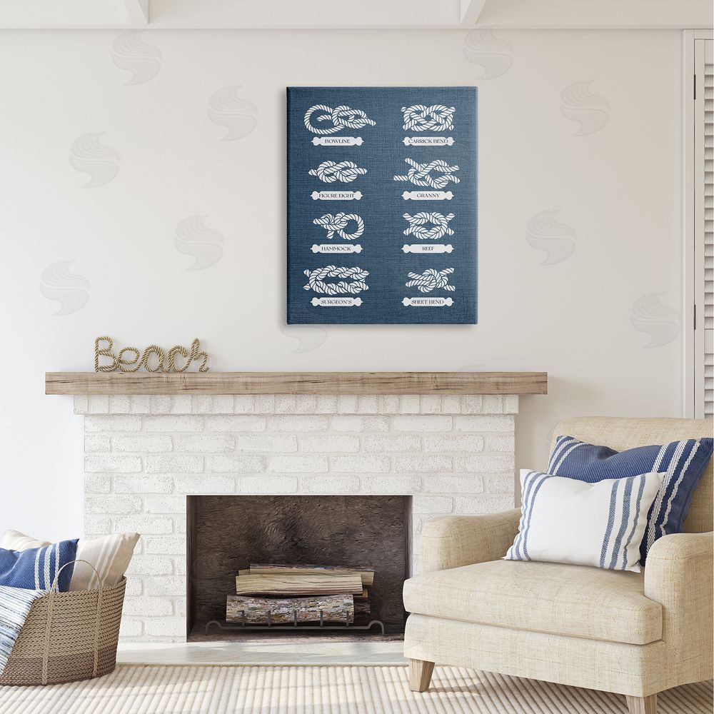 Stupell Studio Maritime Rope Knots Canvas Wall Art Print in Room