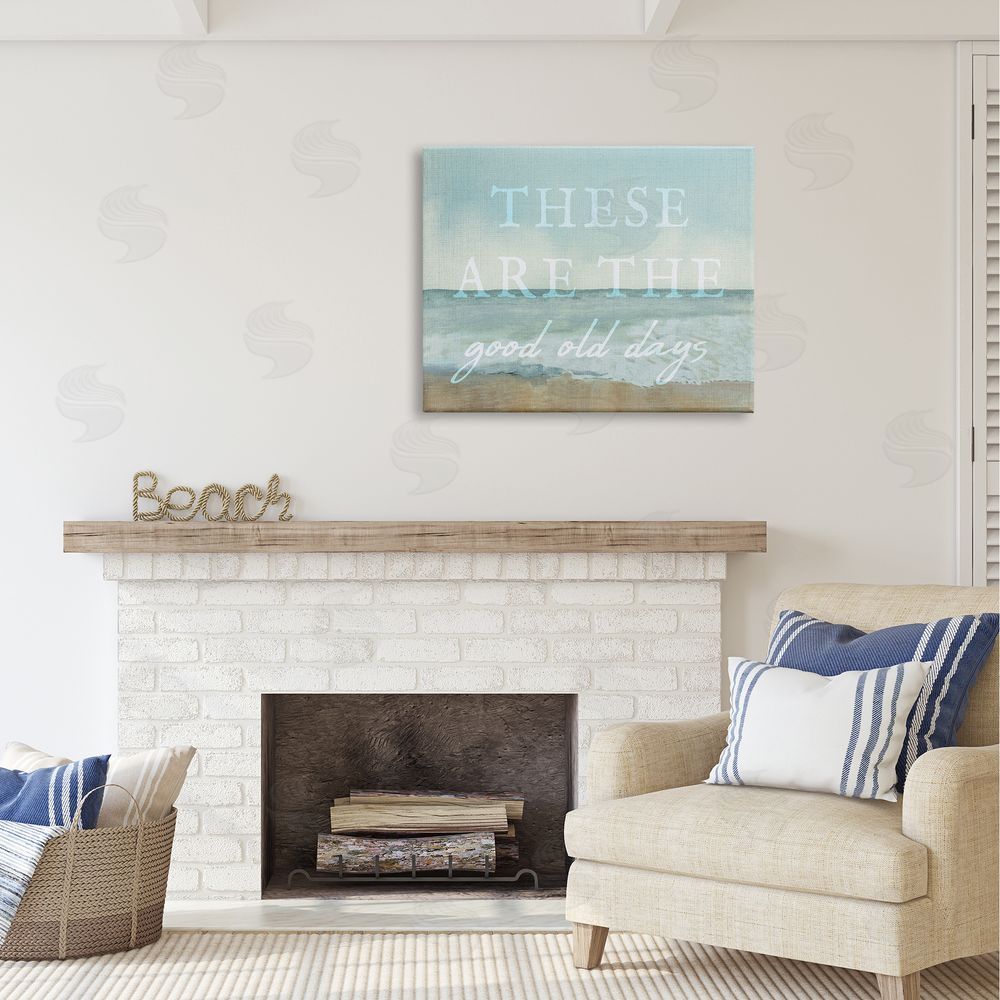 Stupell Studio Good Days Coastal Phrase Canvas Wall Art Print in Room