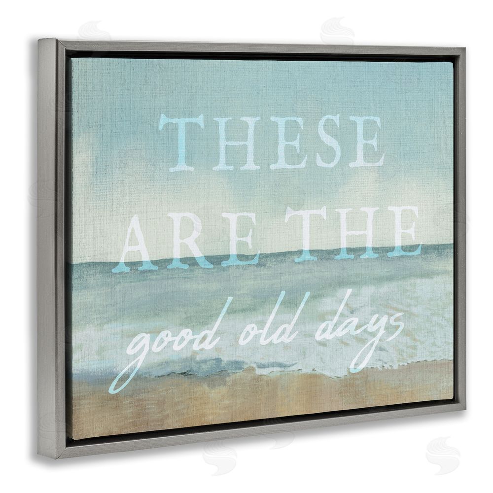 Stupell Studio Good Days Coastal Phrase Grey Floating Frame Canvas Wall Art Print