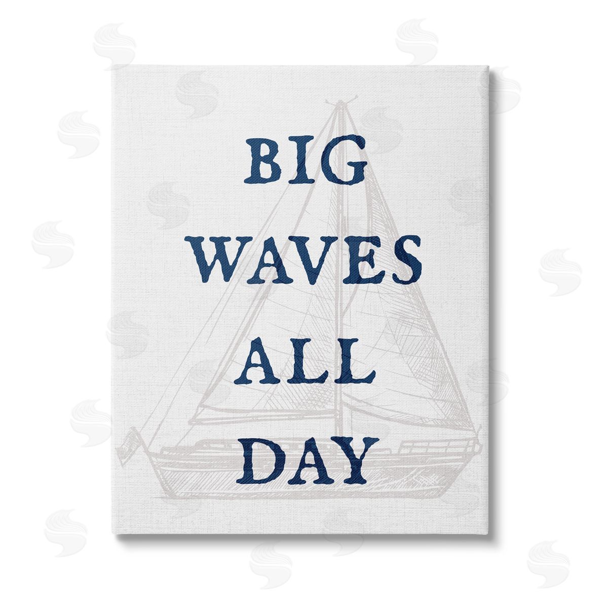 Stupell Studio Big Waves Nautical Phrase Stretched Canvas Wall Art Print