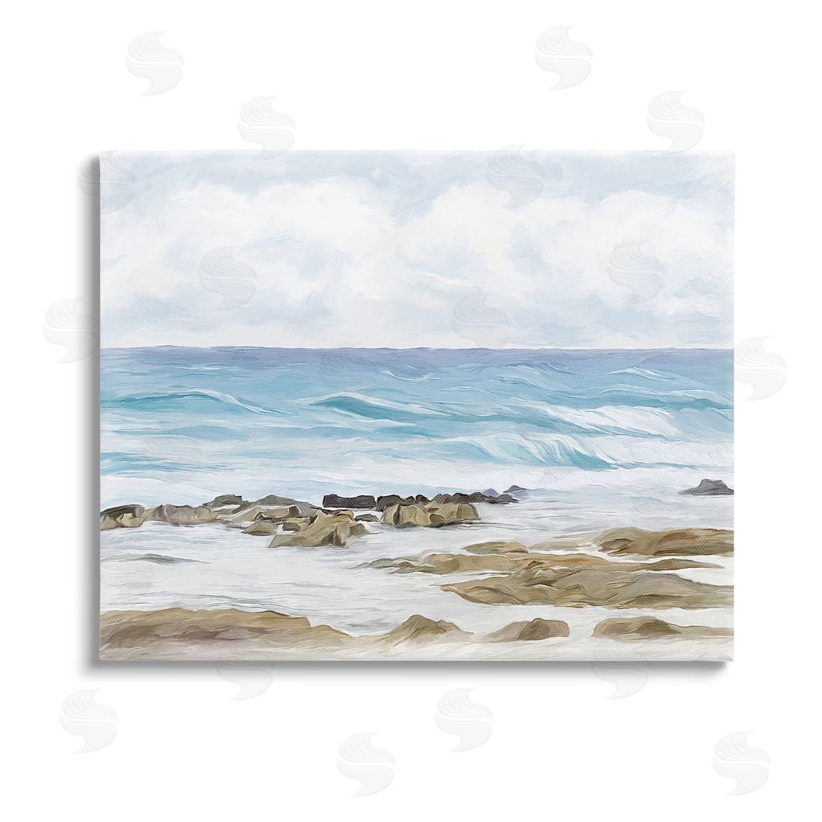 Ramona Murdock Rocky Shore Beach Waves Stretched Canvas Wall Art Print