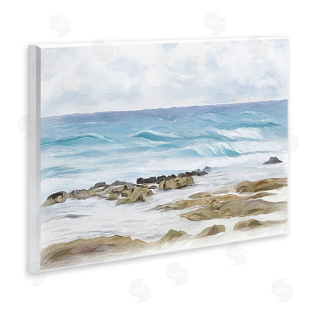 Ramona Murdock Rocky Shore Beach Waves Wall Plaque Art Print