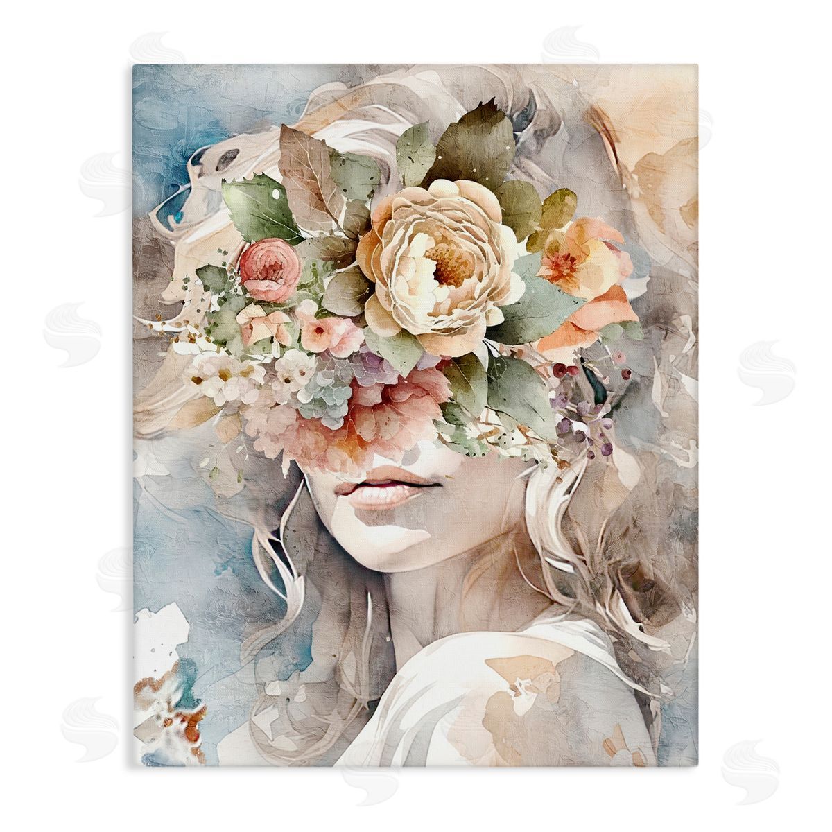 Floral Portrait of Girl Canvas Wall Art, Home Decor by Kim Allen