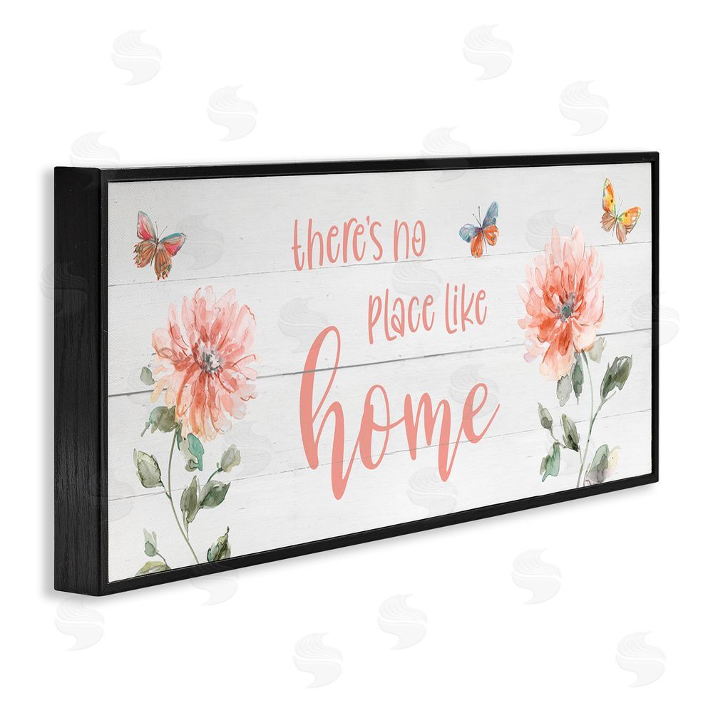 Livi Finn Floral Pink Home Phrase Black Framed Giclee Wall Art Print