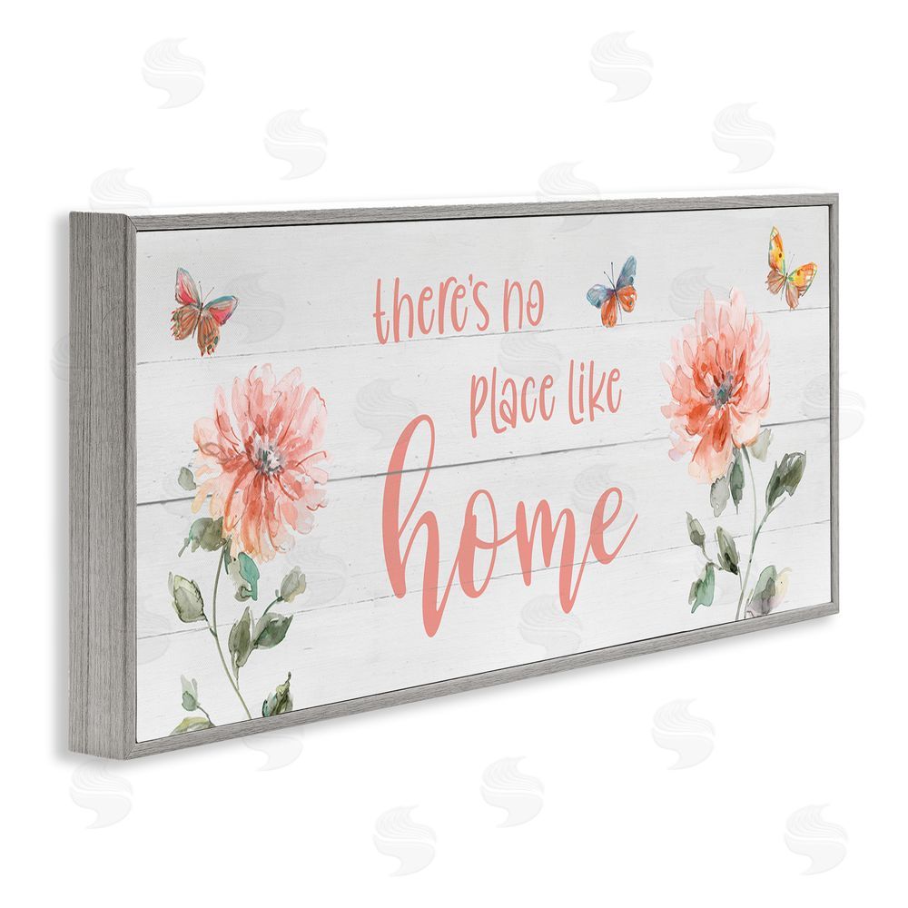 Livi Finn Floral Pink Home Phrase Gray Framed Giclee Wall Art Print