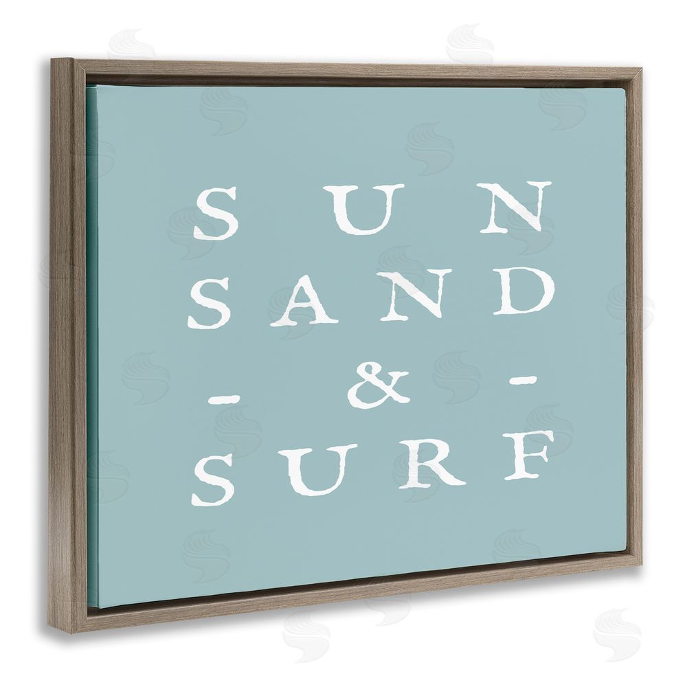 Stupell Studio Sun Sand & Surf Phrase Brown Floating Frame Canvas Wall Art Print