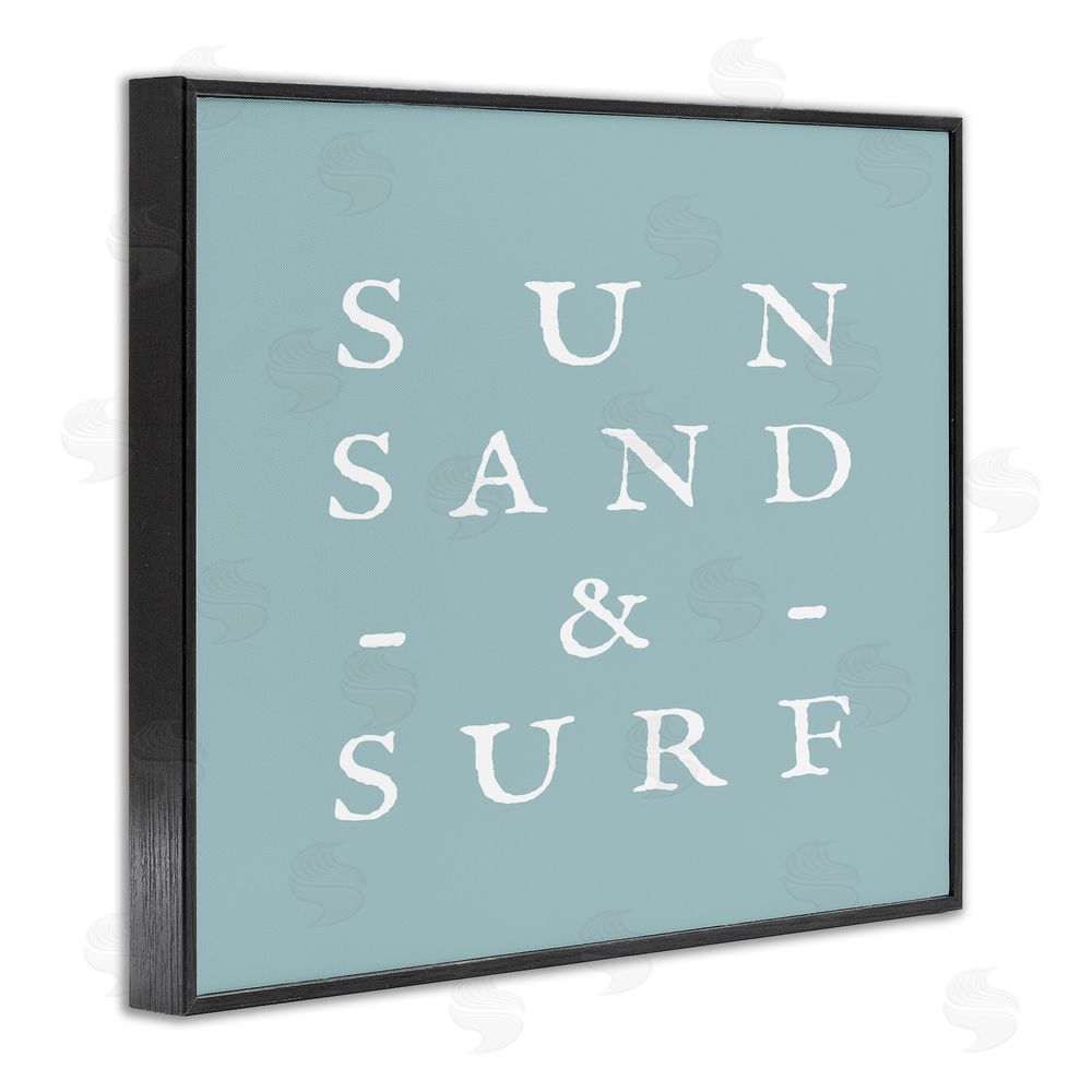 Stupell Studio Sun Sand & Surf Phrase Black Framed Giclee Wall Art Print