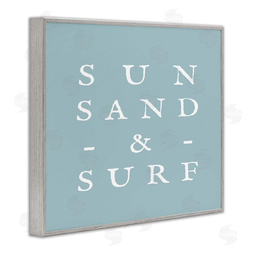 Stupell Studio Sun Sand & Surf Phrase Gray Framed Giclee Wall Art Print