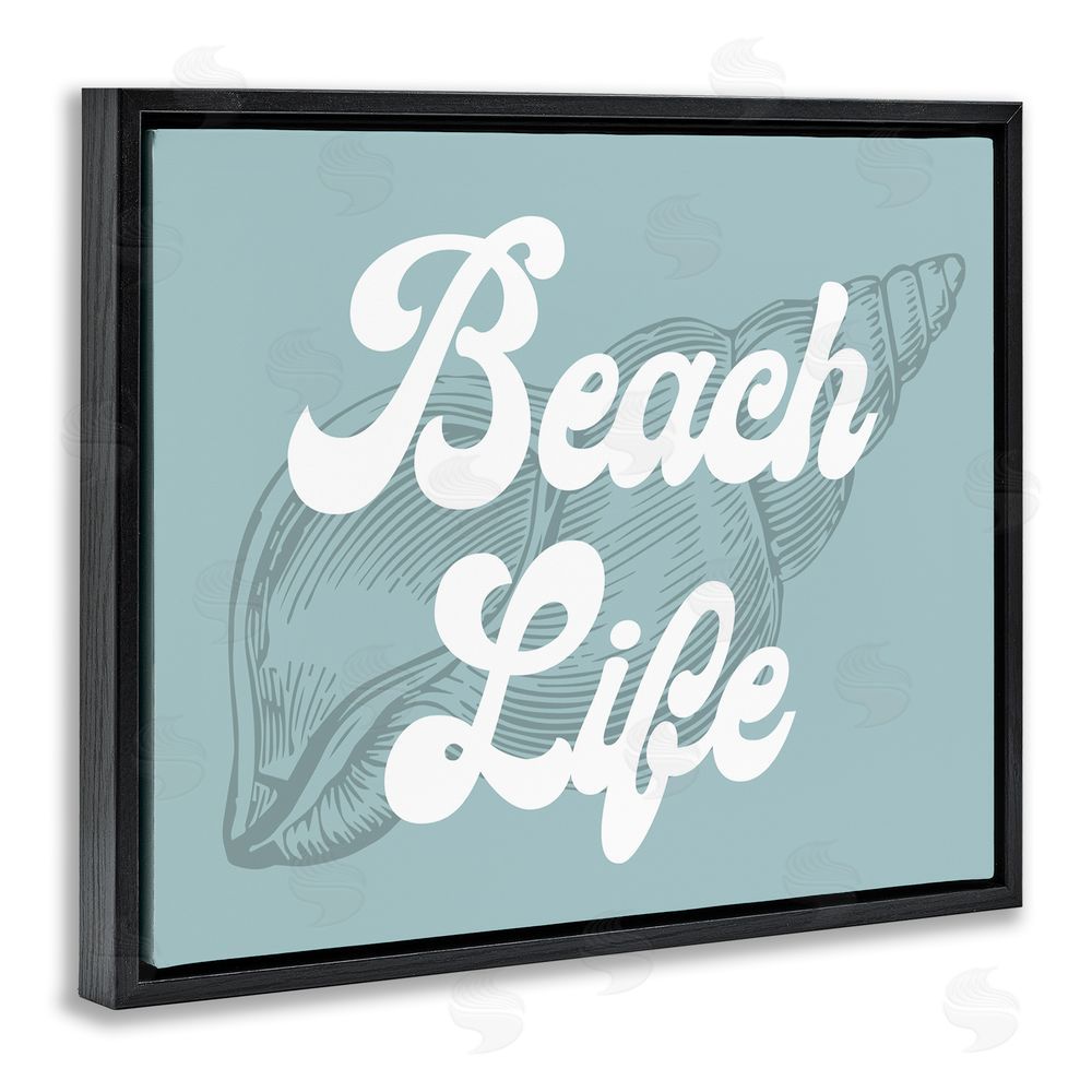 Stupell Studio Beach Life Retro Shell Black Floating Frame Canvas Wall Art Print