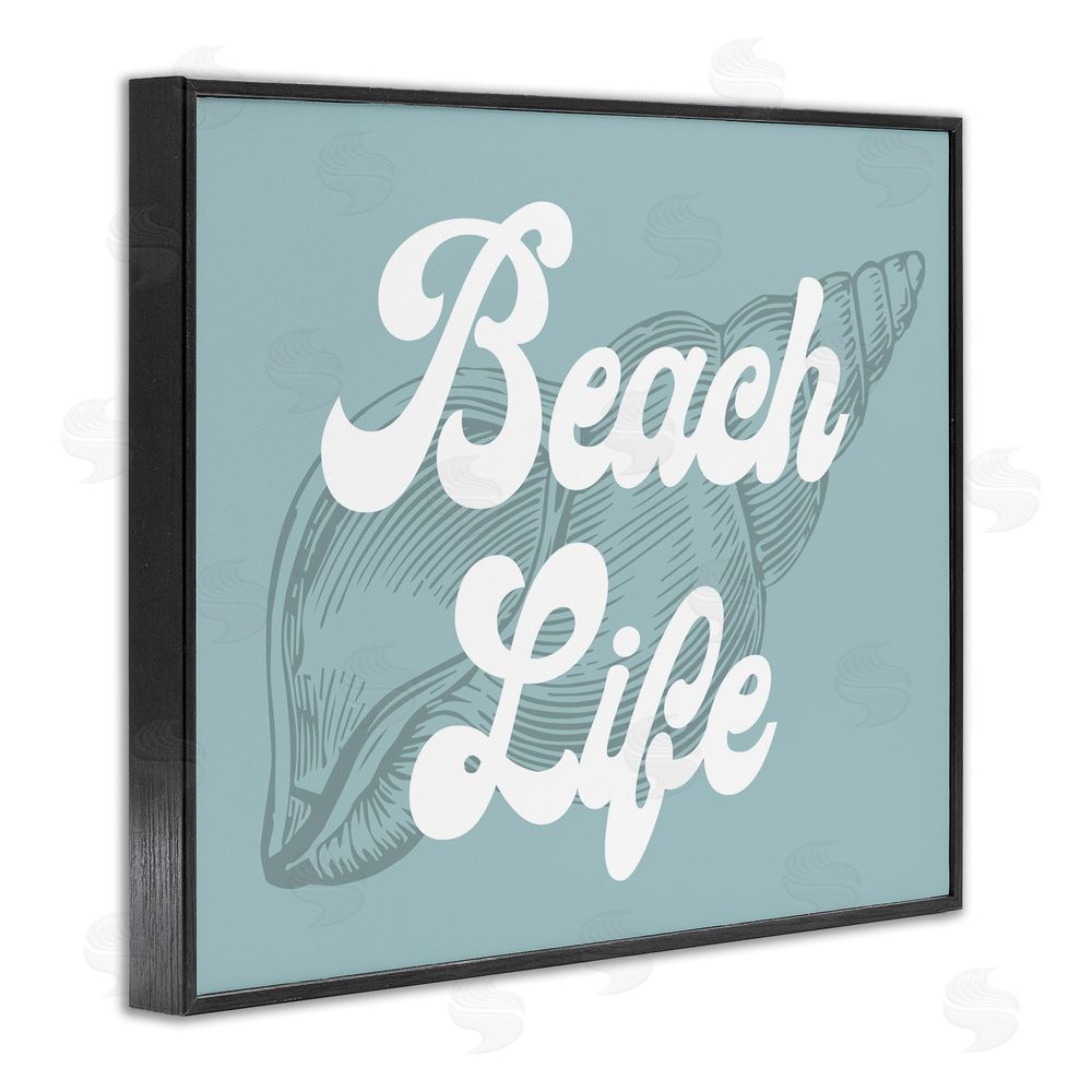 Stupell Studio Beach Life Retro Shell Black Framed Giclee Wall Art Print
