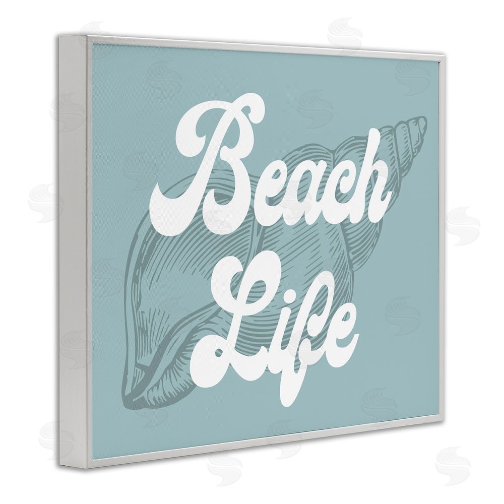 Stupell Studio Beach Life Retro Shell White Framed Giclee Wall Art Print
