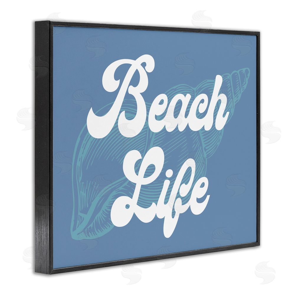 Stupell Studio Retro Beach Life Phrase Black Framed Giclee Wall Art Print