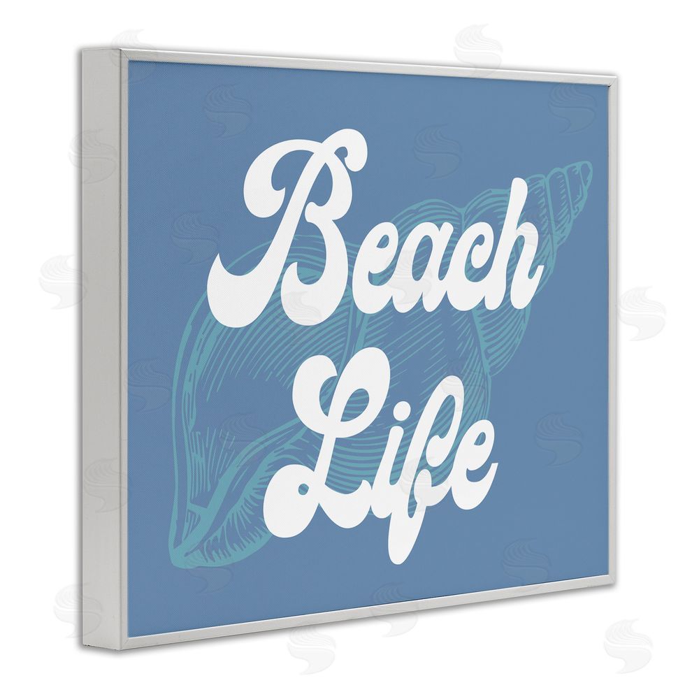 Stupell Studio Retro Beach Life Phrase White Framed Giclee Wall Art Print