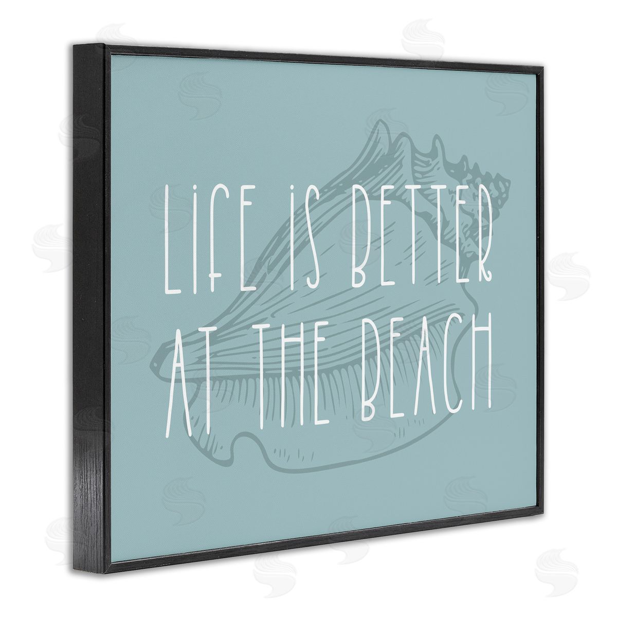 Better at Beach with Shell Black Frame Print Wall Art, Home Decor by Stupell Studio