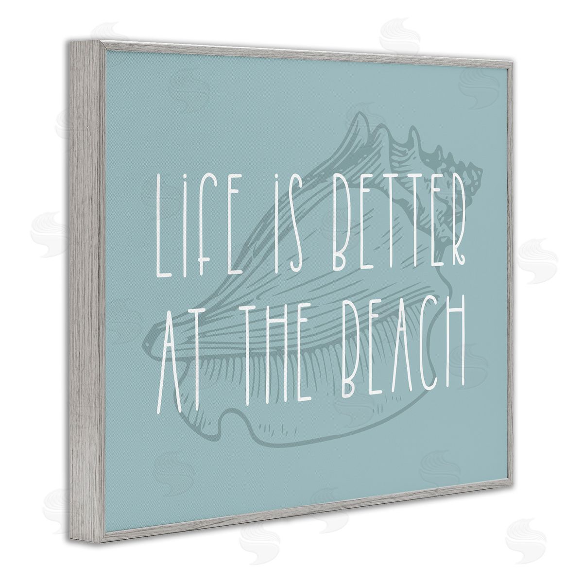 Better at Beach with Shell Grey Frame Print Wall Art, Home Decor by Stupell Studio
