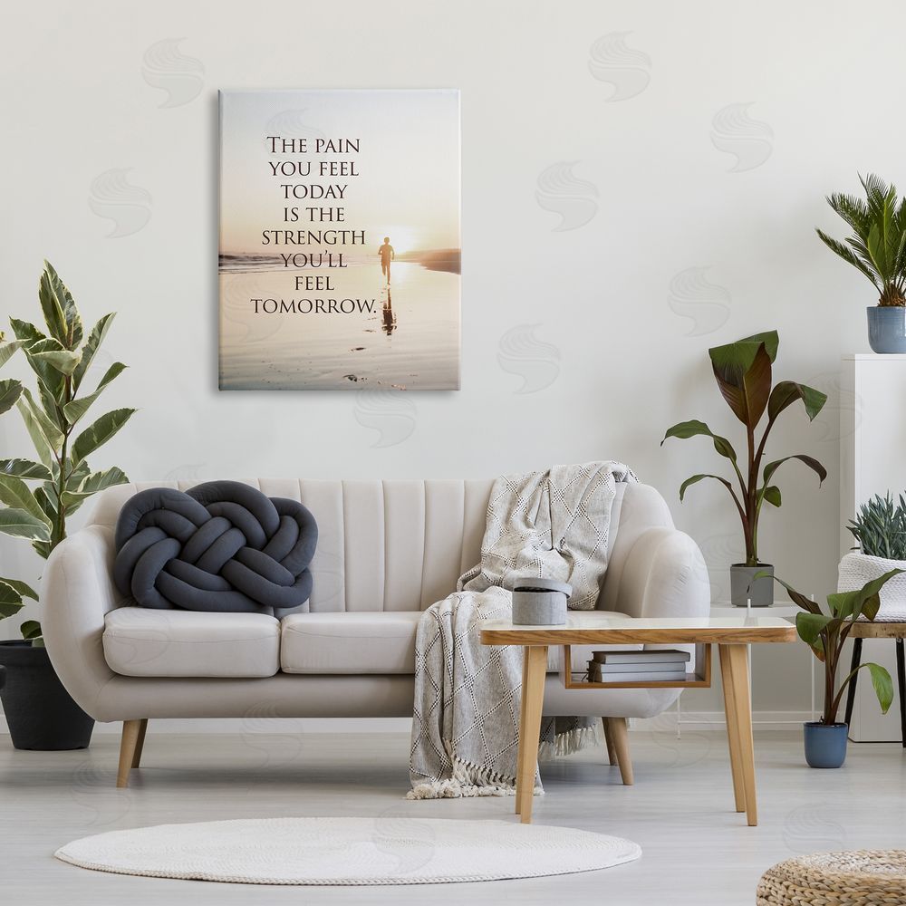 Steve Hunziker Pain Becomes Strength Phrase Canvas Wall Art Print in Room