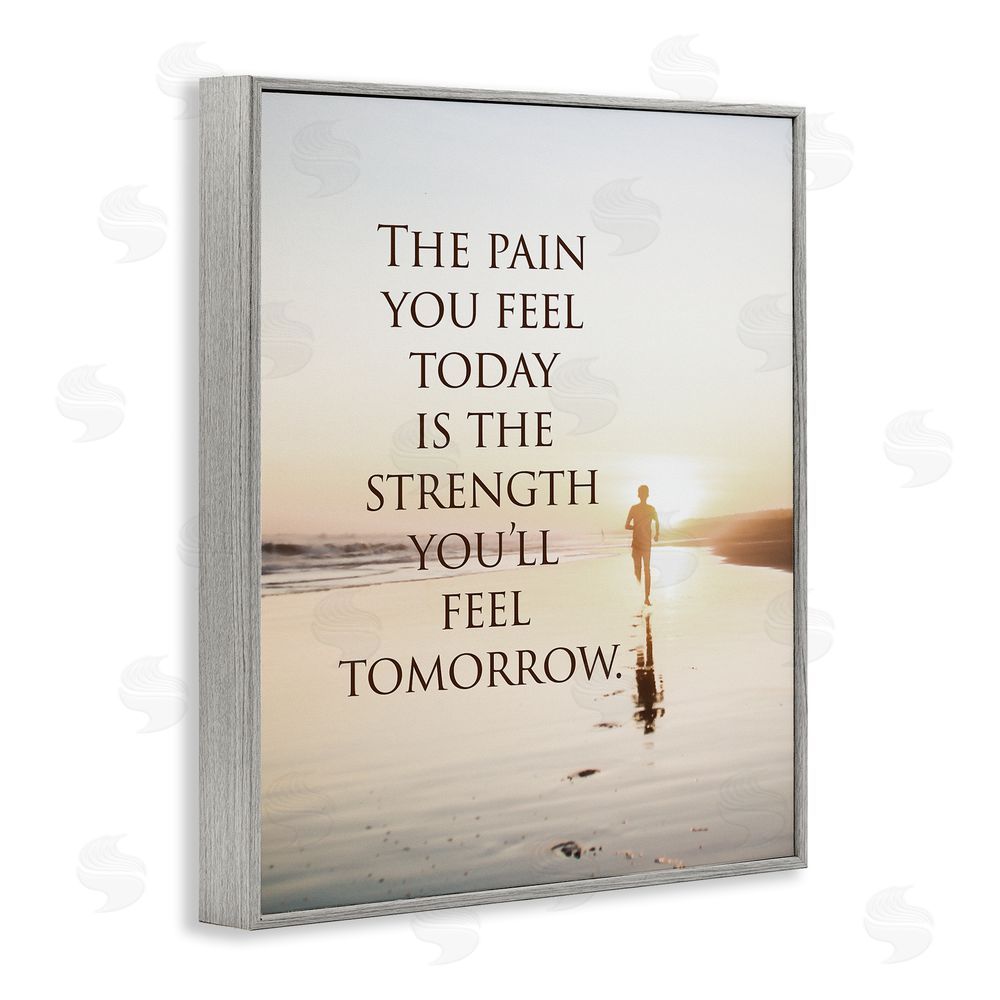 Steve Hunziker Pain Becomes Strength Phrase Gray Framed Giclee Wall Art Print