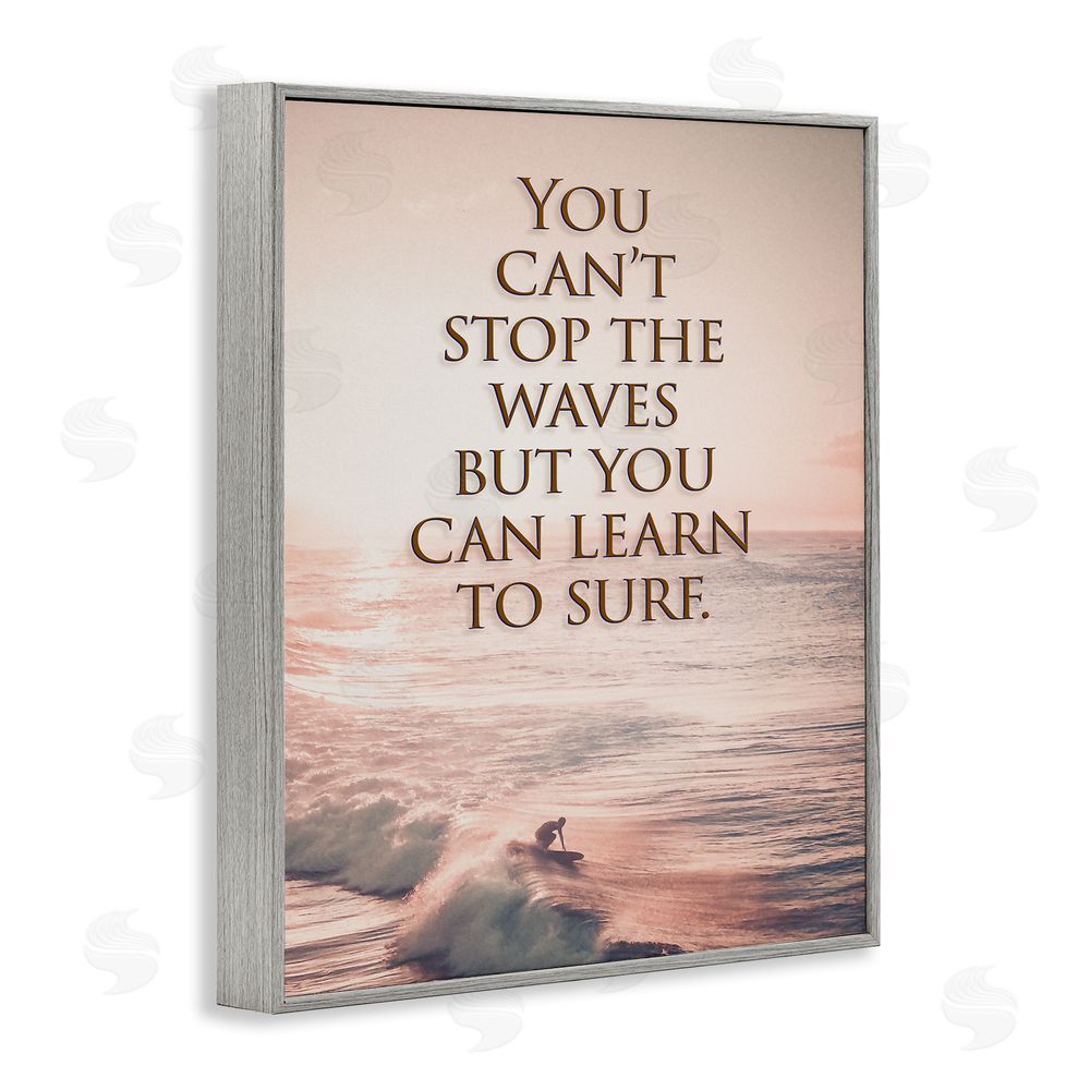 Steve Hunziker Motivational Learn to Surf Gray Framed Giclee Wall Art Print