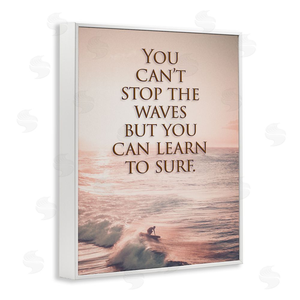 Steve Hunziker Motivational Learn to Surf White Framed Giclee Wall Art Print